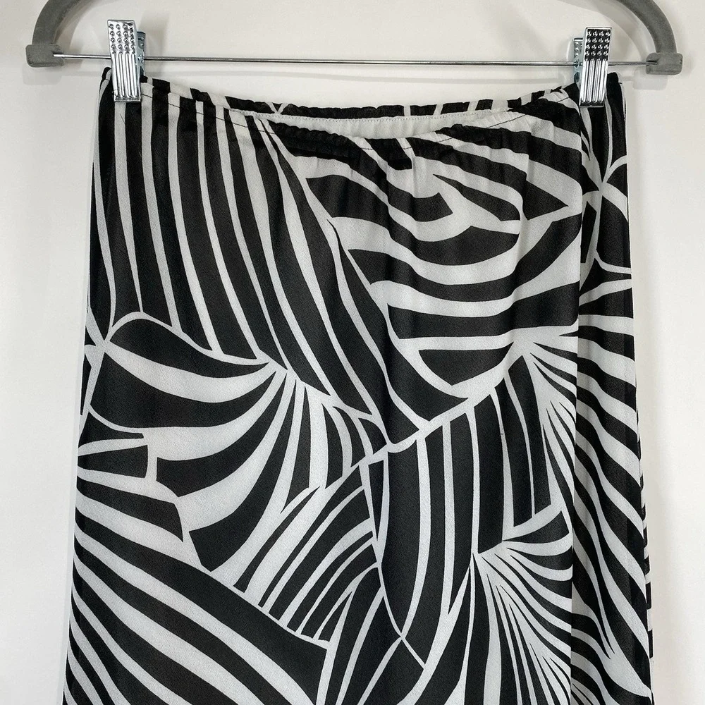 F&A Future Collection Womens Ruffle Midi Skirt Size XL Flare Elastic Waist Zebra